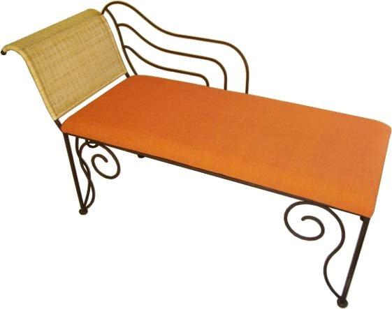 Two seater sofa with a rattan armrest